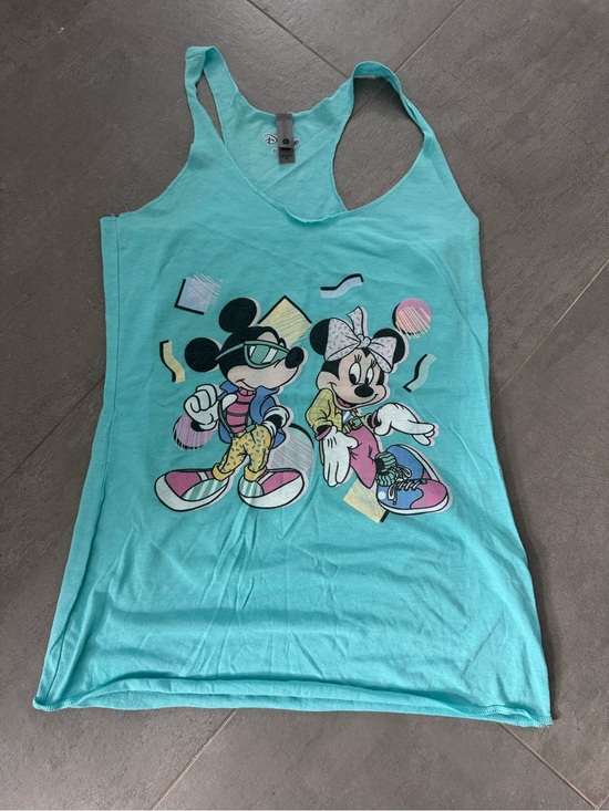 Disney Tops - Disney Aqua Turquoise Mickey & Minnie Graphic Tank Top